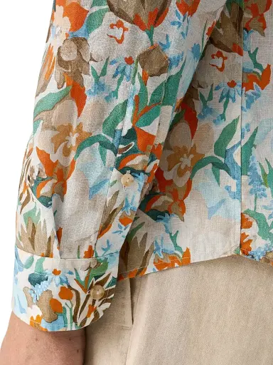 Eton Men's Floral Linen Print Shirt - Orange - Size XXL | Thumbnail 6