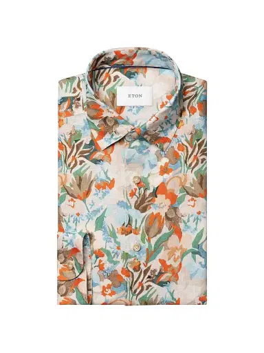 Eton Men's Floral Linen Print Shirt | Thumbnail 1 Eton Men's Floral Linen Print Shirt | Thumbnail 1