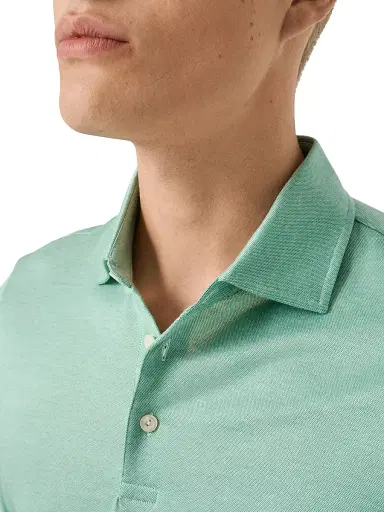 Eton Men's Knitted Cotton Polo Shirt - Green - Size XL | Thumbnail 4