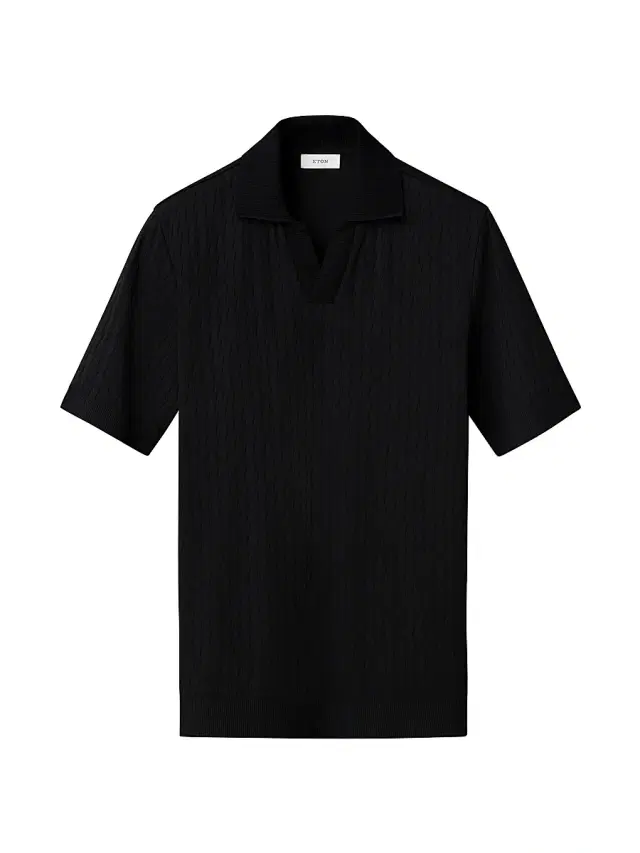 Eton Men's Jacquard Cotton Polo Shirt - Black