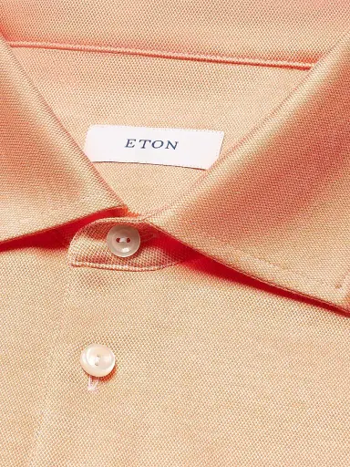 Eton Men's Knitted Cotton Polo Shirt - Orange - Size XXL | Thumbnail 2