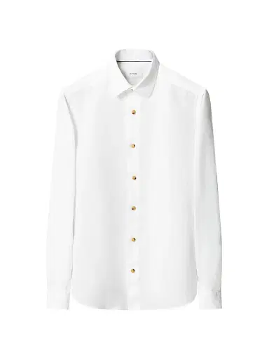 Eton Men's Solid Linen Button-Down Shirt - White | Thumbnail 2
