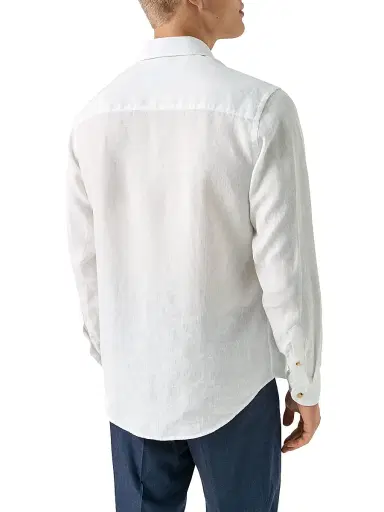 Eton Men's Solid Linen Button-Down Shirt - White | Thumbnail 4