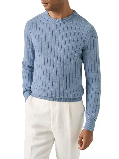 Eton Men's Knit Crewneck Sweater - Light Blue | Thumbnail 2