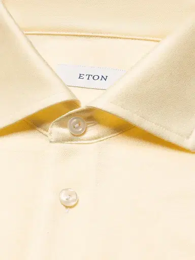 Eton Men's Knitted Cotton Polo Shirt - Yellow | Thumbnail 2