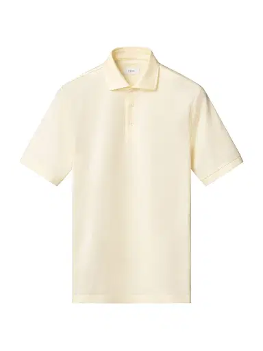 Eton Men's Knitted Cotton Polo Shirt - Yellow | Thumbnail 1