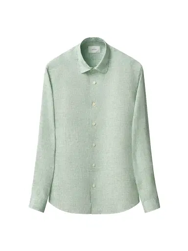 Eton Men's Linen Long-Sleeve Shirt - Mid Green - Size XXL | Thumbnail 2