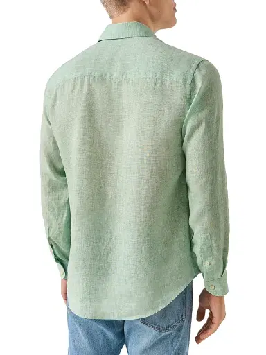 Eton Men's Linen Long-Sleeve Shirt - Mid Green - Size XXL | Thumbnail 4