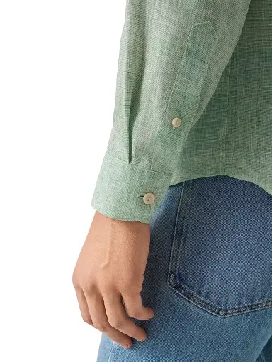 Eton Men's Linen Long-Sleeve Shirt - Mid Green - Size XXL | Thumbnail 6