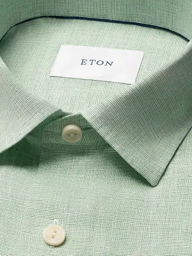 Eton Men's Linen Long-Sleeve Shirt - Mid Green - Size XXL | Thumbnail 7