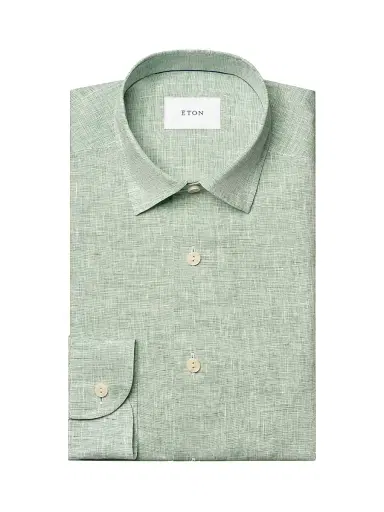 Eton Men's Linen Long-Sleeve Shirt - Mid Green - Size XXL | Thumbnail 1