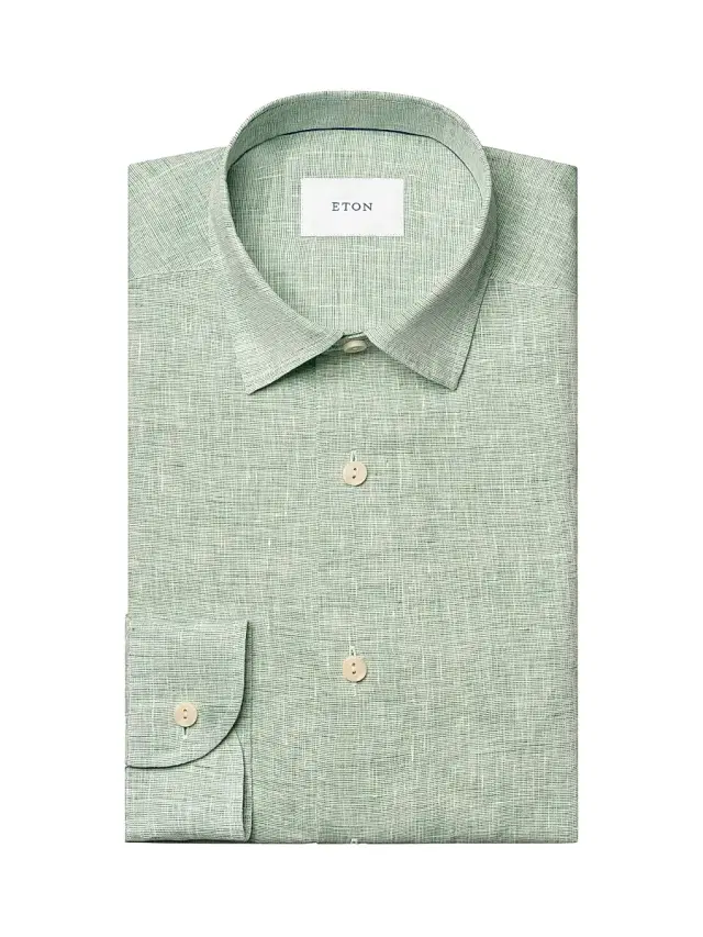 Men's Linen Long-Sleeve Shirt - Mid Green