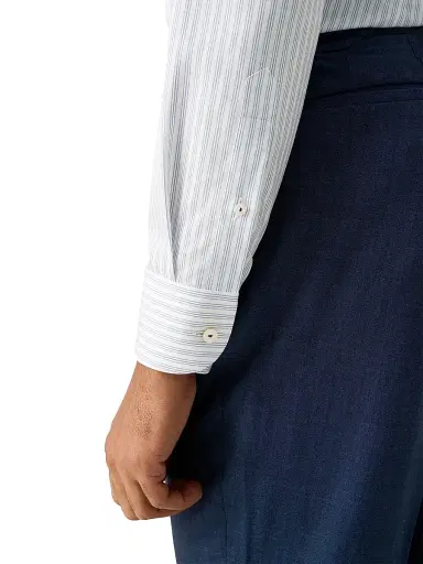 Eton Men's Contemporary-Fit Stripe Cotton-Linen Shirt - Brown - Size 17.5 | Thumbnail 6 Eton Men's Contemporary-Fit Stripe Cotton-Linen Shirt - Brown - Size 17.5 | Thumbnail 6