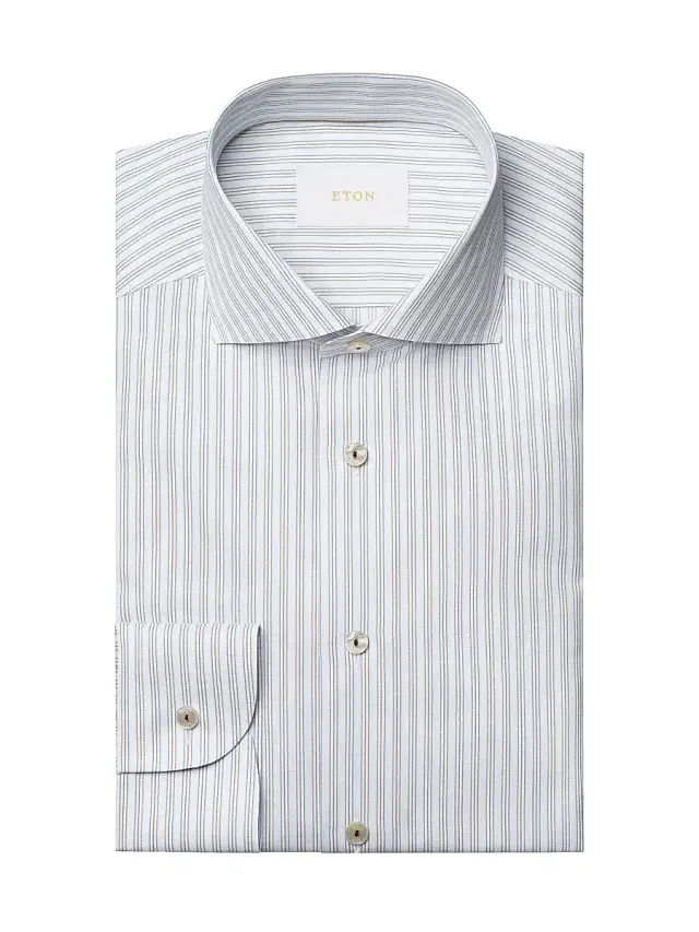 Men's Contemporary-Fit Stripe Cotton-Linen Shirt - Brown