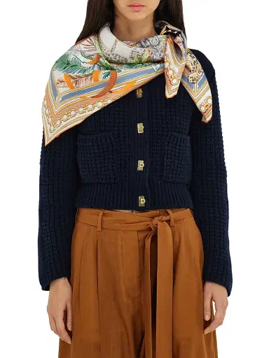 Ferragamo Women's Felindra Printed Silk Scarf - Avorio Arancio | Thumbnail 2