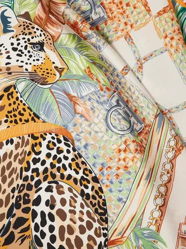 Ferragamo Women's Felindra Printed Silk Scarf - Avorio Arancio | Thumbnail 3
