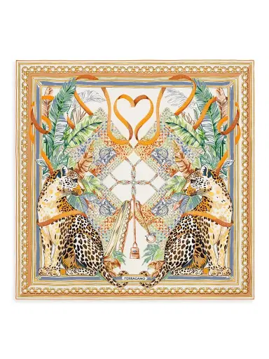 Ferragamo Women's Felindra Printed Silk Scarf - Avorio Arancio | Thumbnail 1