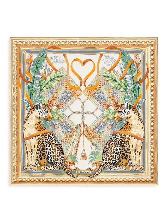 FERRAGAMO Women's Felindra Printed Silk Scarf - Avorio Arancio
