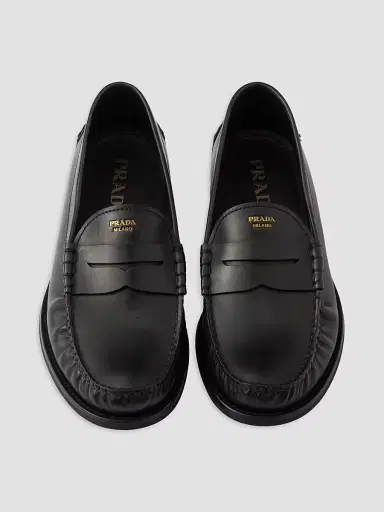 Prada Men's Antiqued Leather Loafers - Black - Size 12 | Thumbnail 2 Prada Men's Antiqued Leather Loafers - Black - Size 12 | Thumbnail 2