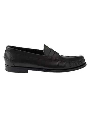 Prada Men's Antiqued Leather Loafers - Black - Size 12 | Thumbnail 1 Prada Men's Antiqued Leather Loafers - Black - Size 12 | Thumbnail 1