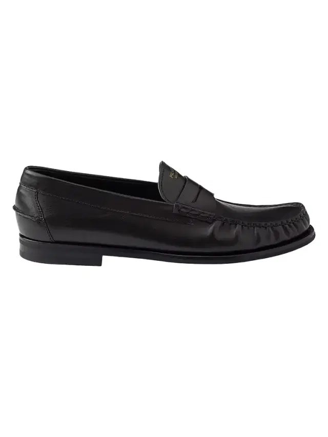 Prada Men's Antiqued Leather Loafers - Black