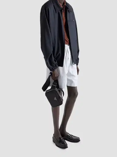 Prada Men's Saffiano Leather Shoulder Bag - Black | Thumbnail 2