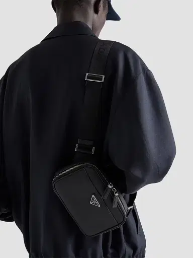 Prada Men's Saffiano Leather Shoulder Bag - Black | Thumbnail 3