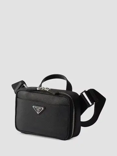 Prada Men's Saffiano Leather Shoulder Bag - Black | Thumbnail 4