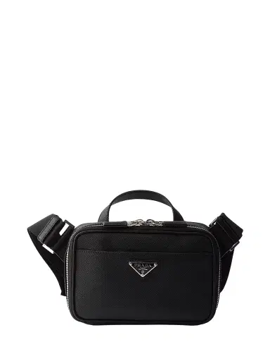 Prada Men's Saffiano Leather Shoulder Bag - Black | Thumbnail 1