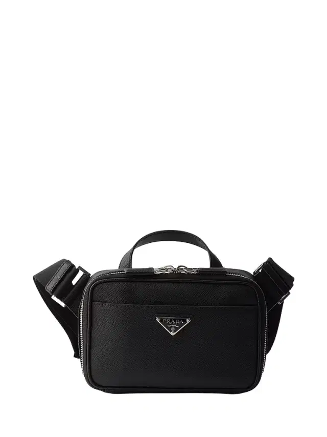Men's Saffiano Leather Shoulder Bag - Black