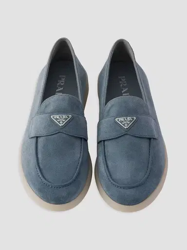 Prada Men's Suede Loafers - Blue Grey - Size 6.5 | Thumbnail 2