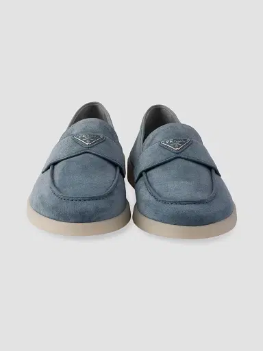 Prada Men's Suede Loafers - Blue Grey - Size 6.5 | Thumbnail 4