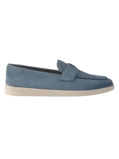 Prada Men's Suede Loafers - Blue Grey - Size 6.5 | Thumbnail 1