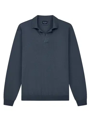 Giorgio Armani Men's Silk-Cotton Polo Sweater | Thumbnail 1 Giorgio Armani Men's Silk-Cotton Polo Sweater | Thumbnail 1