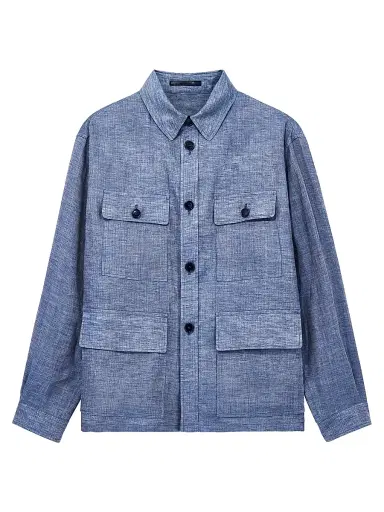 Giorgio Armani Men's Linen Field Jacket - Light Blue - Size 48 | Thumbnail 1