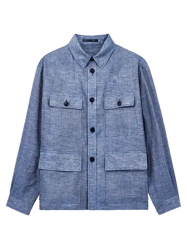Giorgio Armani Men's Linen Field Jacket - Light Blue