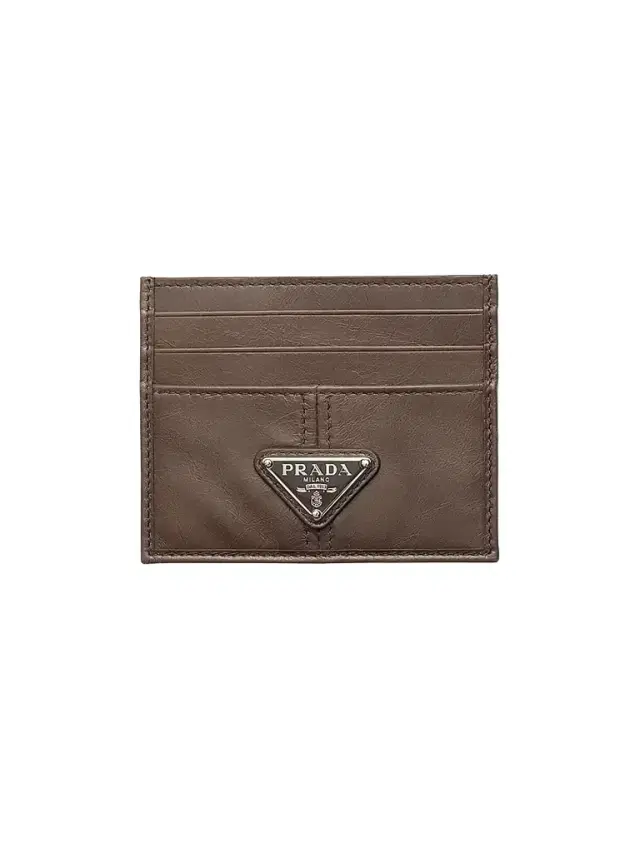Prada Men's Leather Card Holder - Brown