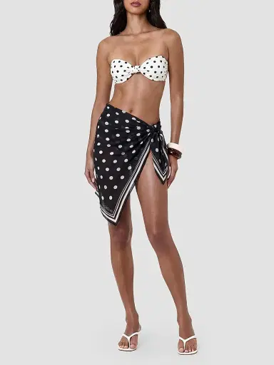 NICHOLAS Women's Ursa Polka Dot Georgette Mini Sarong - Black Ivory Polka Dot | Thumbnail 2