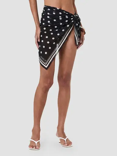 NICHOLAS Women's Ursa Polka Dot Georgette Mini Sarong - Black Ivory Polka Dot | Thumbnail 4