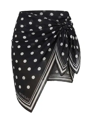 NICHOLAS Women's Ursa Polka Dot Georgette Mini Sarong - Black Ivory Polka Dot | Thumbnail 1