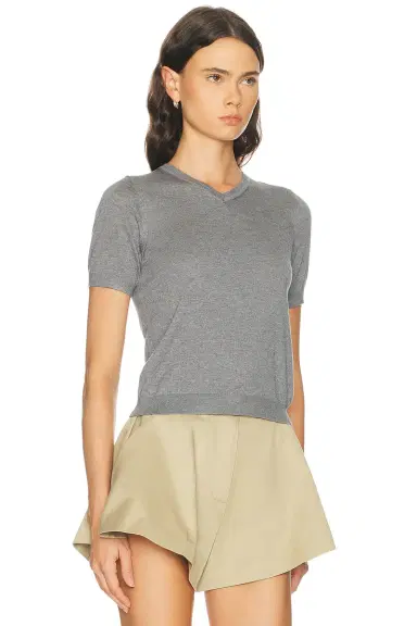 RENGGLI Silk Cashmere V-Neck Knit Tee | Thumbnail 2