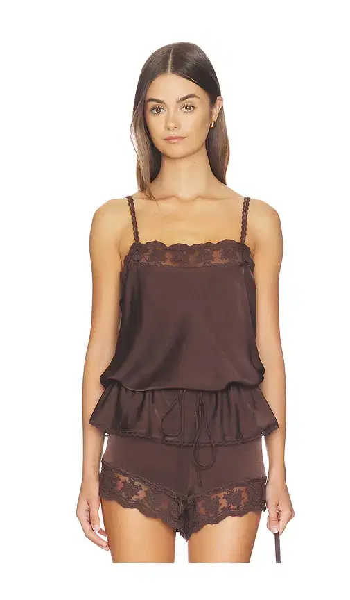 Bonita Satin Lace Trim Top