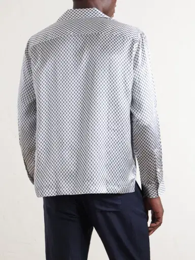 Frescobol Carioca Safra Camp-Collar Printed Silk-Satin Shirt - Men | Thumbnail 4 Frescobol Carioca Safra Camp-Collar Printed Silk-Satin Shirt - Men | Thumbnail 4