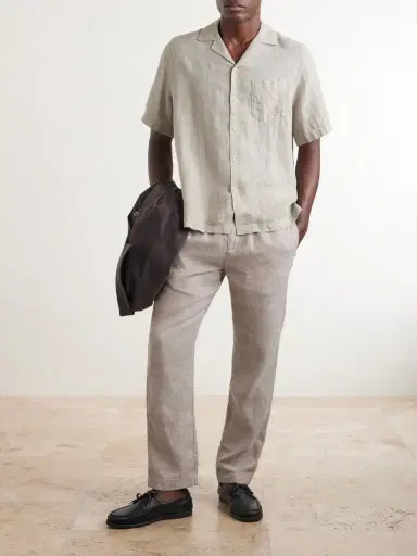 Frescobol Carioca Angelo Camp-Collar Linen Shirt - Men | Thumbnail 2