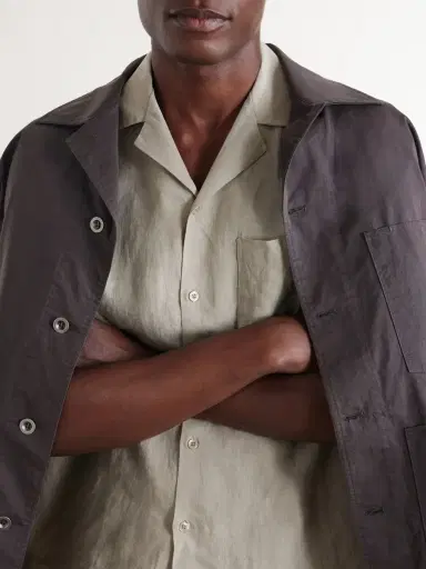 Frescobol Carioca Angelo Camp-Collar Linen Shirt - Men | Thumbnail 5