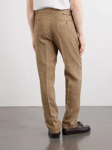 Polo Ralph Lauren Straight-Leg Pleated Houndstooth Linen, Silk and Wool-Blend Trousers - Men | Thumbnail 4 Polo Ralph Lauren Straight-Leg Pleated Houndstooth Linen, Silk and Wool-Blend Trousers - Men | Thumbnail 4