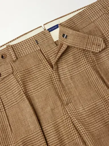Polo Ralph Lauren Straight-Leg Pleated Houndstooth Linen, Silk and Wool-Blend Trousers - Men | Thumbnail 6 Polo Ralph Lauren Straight-Leg Pleated Houndstooth Linen, Silk and Wool-Blend Trousers - Men | Thumbnail 6