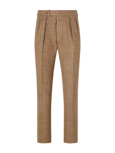 Polo Ralph Lauren Straight-Leg Pleated Houndstooth Linen, Silk and Wool-Blend Trousers - Men | Thumbnail 1 Polo Ralph Lauren Straight-Leg Pleated Houndstooth Linen, Silk and Wool-Blend Trousers - Men | Thumbnail 1