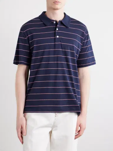 A.P.C. Henry Striped Cotton-Blend Jersey Polo Shirt - Men | Thumbnail 3 A.P.C. Henry Striped Cotton-Blend Jersey Polo Shirt - Men | Thumbnail 3
