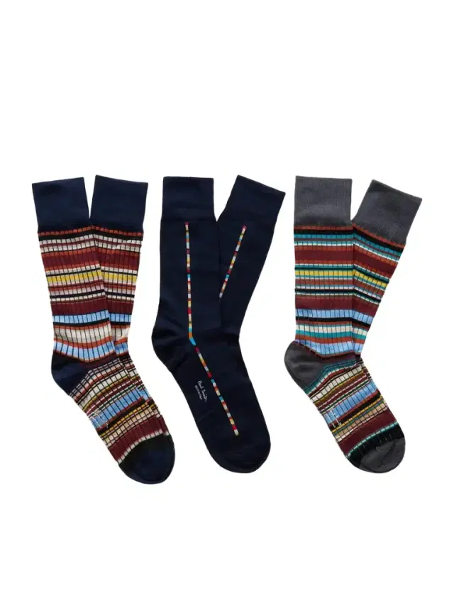 Pack of Three Striped Cotton-Blend Socks - Men